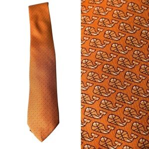 Vineyard Vines Basketball Orange Whale Print Silk Tie